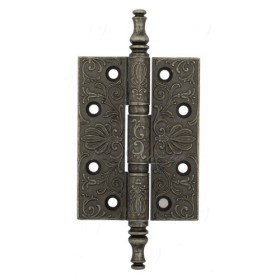 Дверная петля универсальная латунная с узором Venezia CRS011 102x76x3 античное серебро