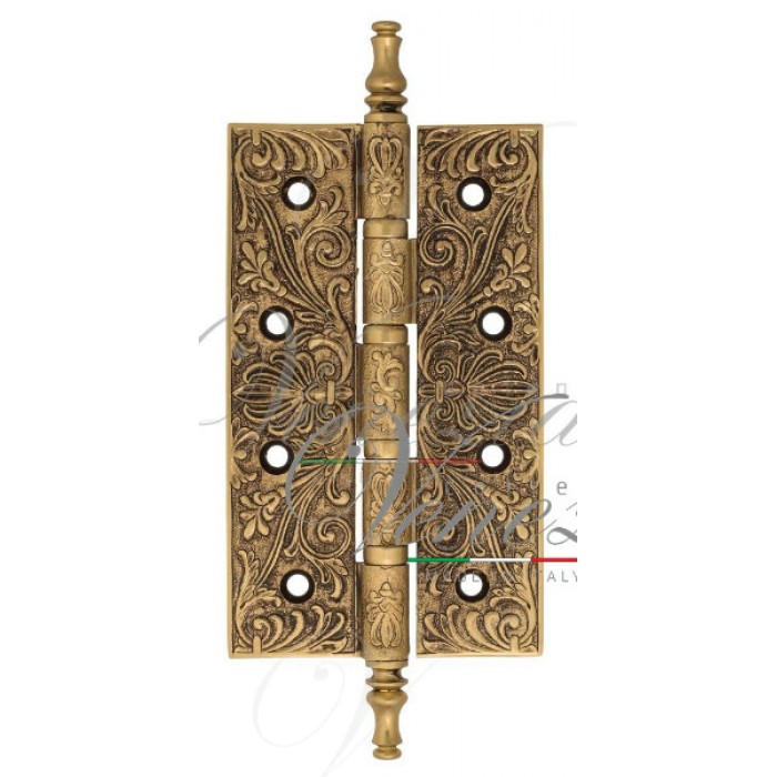 Дверная петля универсальная латунная с узором Venezia CRS012 152x89x4 французское золото +коричневый
