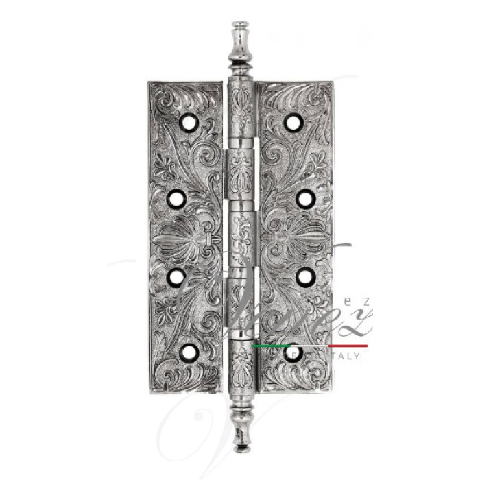 Дверная петля универсальная латунная с узором Venezia CRS012 152x89x4 полированный хром + черный