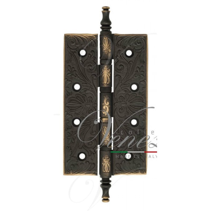 Дверная петля универсальная латунная с узором Venezia CRS012 152x89x4 темная бронза