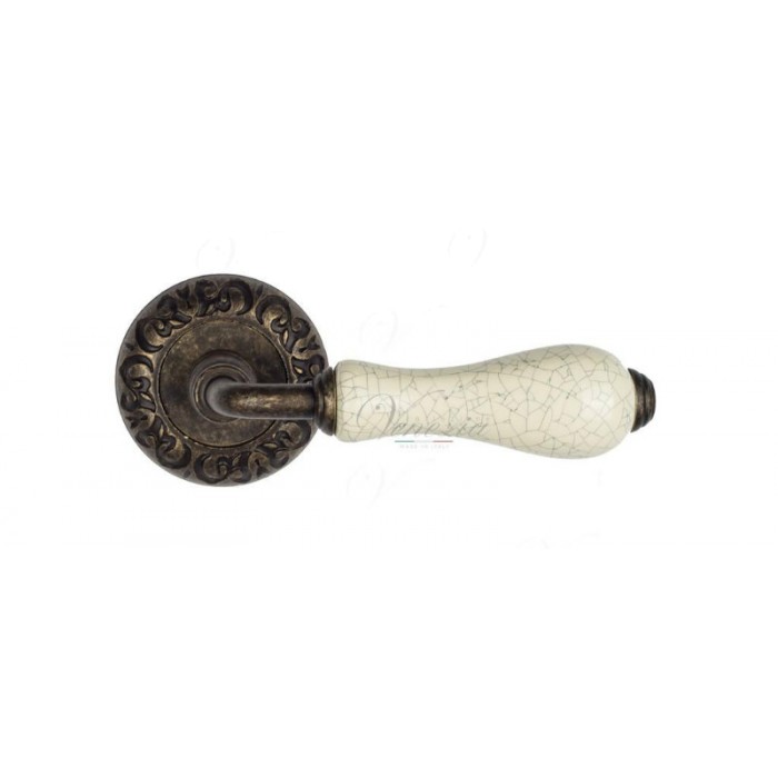 Дверная ручка Venezia COLOSSEO белая керамика паутинка D4 античная бронза 