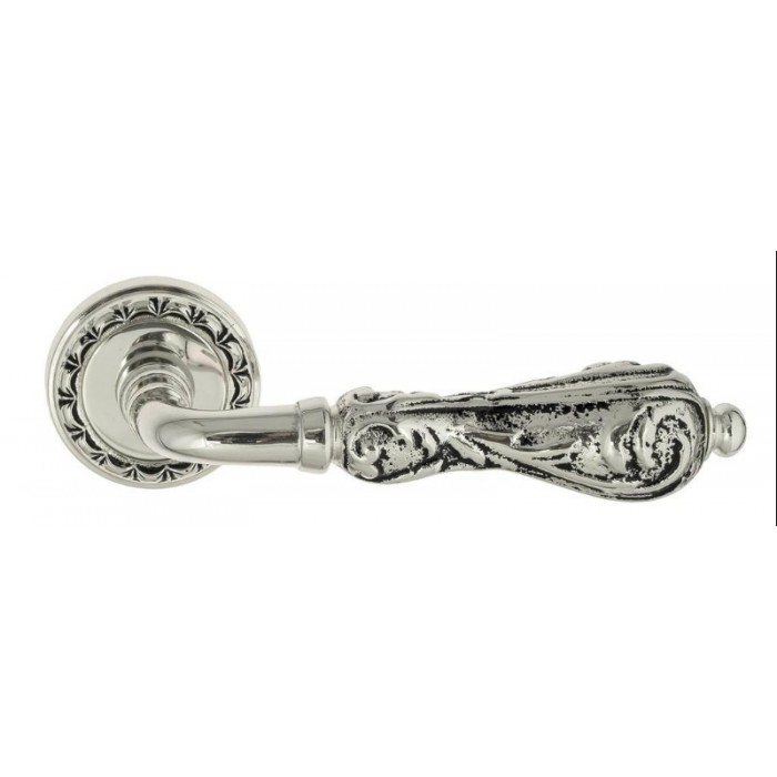 Дверная ручка Venezia MONTE CRISTO D2 натуральное серебро + черный
