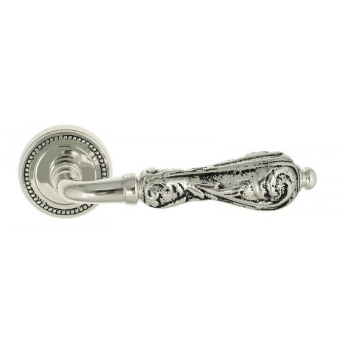 Дверная ручка Venezia MONTE CRISTO D3 натуральное серебро + черный