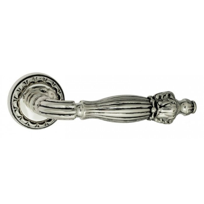 Дверная ручка Venezia OLIMPO D2 натуральное серебро + черный