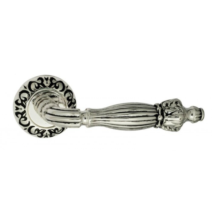 Дверная ручка Venezia OLIMPO D4 натуральное серебро + черный