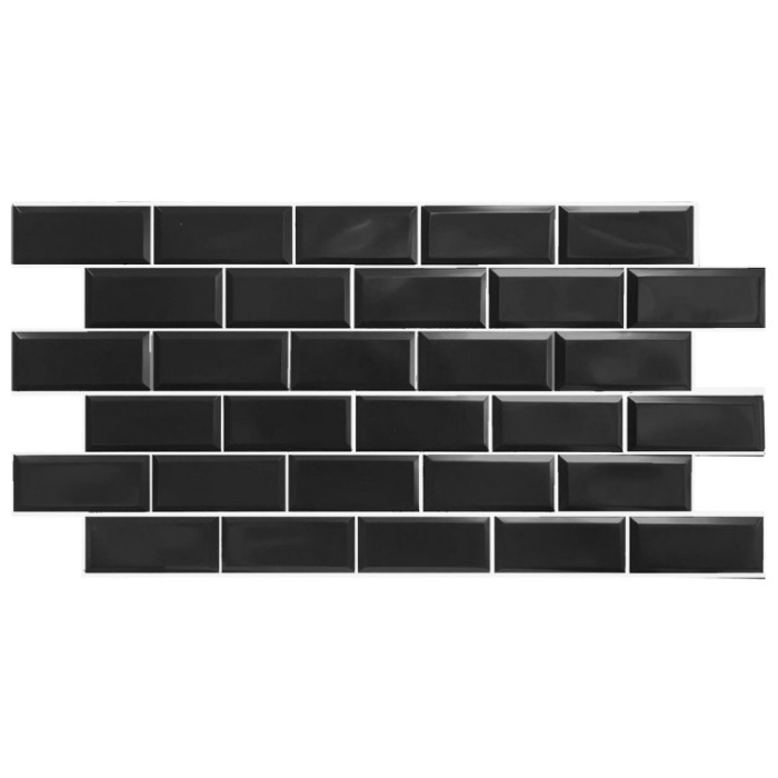 Стеновая панель ПВХ Кирпич 966x484 мм блок черный белый шов