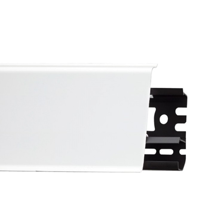 Плинтус пластиковый (ПВХ) Arbiton INDO 01 Белый блеск 2500 х 70 х 26 мм, монтажная планка в комплекте