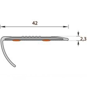 Напольный порог IDEAL (Идеал) угол антискользящий для ступеней 002 Светло-серый 42 мм (42х2.3х1350mm)