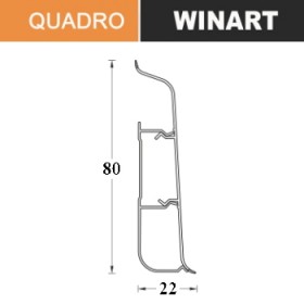 Плинтус Winart QUADRO с кабель-каналом 80х22х2200 Мрамор темный 340