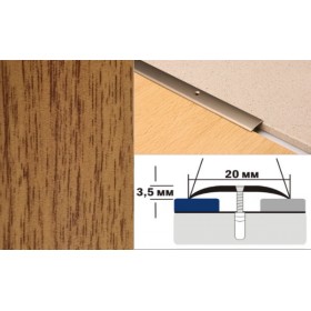 Алюминиевый напольный Порог A20 20х3,5 Декорированный Дуб деревенский