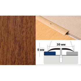 Алюминиевый напольный Порог A30 30х5,0 Декорированный Дуб темный