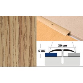 Алюминиевый напольный Порог A30 30х5,0 Декорированный Дуб золотой