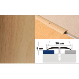 Алюминиевый напольный Порог A30 30х5,0 Ламинированный Натуральный бук Алюминиевый напольный Порог A30 30х5,0 Ламинированный Натуральный бук