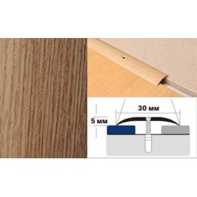Алюминиевый напольный Порог A30 30х5,0 Ламинированный Светлый дуб