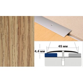 Алюминиевый напольный Порог А45 45х4,4 Декорированный Дуб золотой