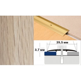 Алюминиевый напольный Порог А5 39,5х3,7 Декорированный Дуб беленый