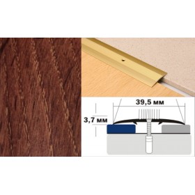 Алюминиевый напольный Порог А5 39,5х3,7 Декорированный Дуб мореный