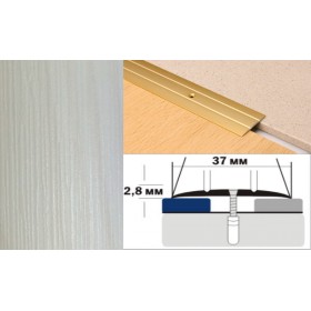 Алюминиевый напольный Порог А6 37х2,8 Ламинированный Белая сосна