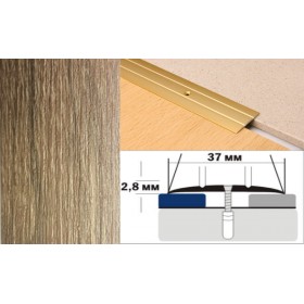 Алюминиевый напольный Порог А6 37х2,8 Ламинированный Дуб медовый