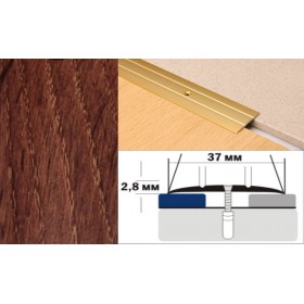 Алюминиевый напольный Порог А6 37х2,8 Декорированный Дуб мореный