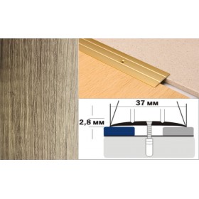 Алюминиевый напольный Порог А6 37х2,8 Ламинированный Дуб натуральный