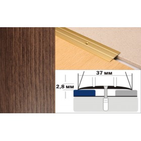 Алюминиевый напольный Порог А6 37х2,8 Ламинированный Дуб рустик