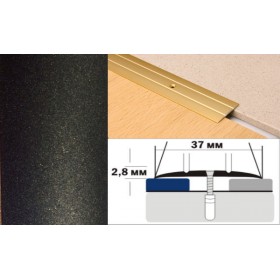 Алюминиевый напольный Порог А6 37х2,8 Крашеный Люкс КР черный металлик