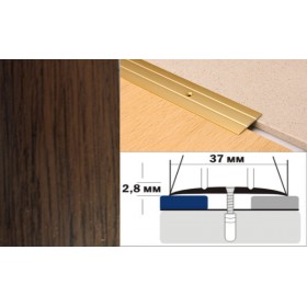 Алюминиевый напольный Порог А6 37х2,8 Декорированный Орех Алюминиевый напольный Порог А6 37х2,8 Декорированный Орех