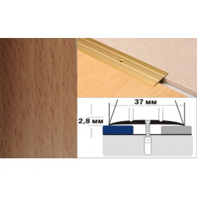 Алюминиевый напольный Порог А6 37х2,8 Ламинированный Темный бук Алюминиевый напольный Порог А6 37х2,8 Ламинированный Темный бук