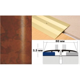 Алюминиевый напольный Порог А8 80х3,5 Декорированный Пробка