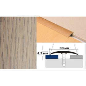 Алюминиевый напольный Порог B1 30х4,2 Ламинированный Беленый дуб