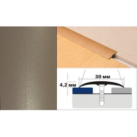 Алюминиевый напольный Порог B1 30х4,2 Крашеный Люкс КР шампань люкс