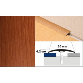 Алюминиевый напольный Порог B1 30х4,2 Ламинированный Красный клен