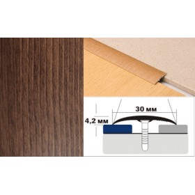 Алюминиевый напольный Порог B1 30х4,2 Ламинированный Дуб рустик