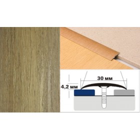 Алюминиевый напольный Порог B1 30х4,2 Ламинированный Дуб нордик