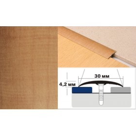 Алюминиевый напольный Порог B1 30х4,2 Ламинированный Ольха