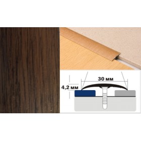 Алюминиевый напольный Порог B1 30х4,2 Ламинированный Орех Алюминиевый напольный Порог B1 30х4,2 Ламинированный Орех