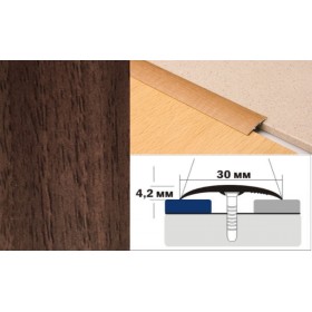 Алюминиевый напольный Порог B1 30х4,2 Декорированный Орех