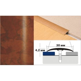 Алюминиевый напольный Порог B1 30х4,2 Декорированный Пробка