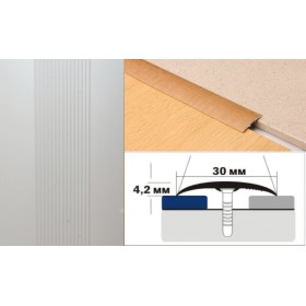 Алюминиевый напольный Порог B1 30х4,2 Анодированный Серебро НЕ