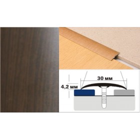 Алюминиевый напольный Порог B1 30х4,2 Декорированный Венге