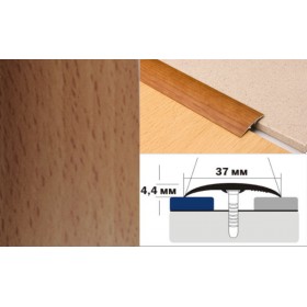 Алюминиевый напольный Порог B2 37х4,4 Ламинированный Темный бук