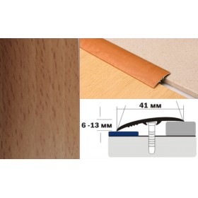 Алюминиевый напольный Порог B4 41х6,0-13,0 Ламинированный Темный бук