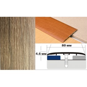 Алюминиевый напольный Порог B5 80х4,6 Ламинированный Дуб медовый