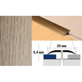 Алюминиевый напольный Порог A39 39х5,4 Ламинированный Беленый дуб