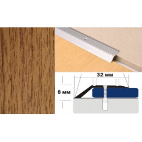 Алюминиевый напольный Порог С2 32х8,0 Декорированный Дуб деревенский Алюминиевый напольный Порог С2 32х8,0 Декорированный Дуб деревенский