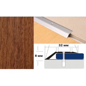 Алюминиевый напольный Порог С2 32х8,0 Декорированный Дуб темный Алюминиевый напольный Порог С2 32х8,0 Декорированный Дуб темный