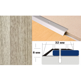 Алюминиевый напольный Порог С2 32х8,0 Декорированный Дуб венеция Алюминиевый напольный Порог С2 32х8,0 Декорированный Дуб венеция