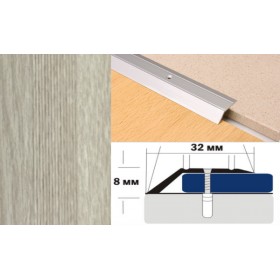 Алюминиевый напольный Порог С2 32х8,0 Декорированный Ясень беленый Алюминиевый напольный Порог С2 32х8,0 Декорированный Ясень беленый