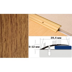 Алюминиевый напольный Порог С4 39,4х12 Декорированный Дуб деревенский Алюминиевый напольный Порог С4 39,4х12 Декорированный Дуб деревенский